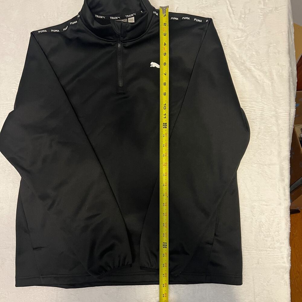 Puma Mens Large Black 1/4 Zip Training Top Logo Chest Excellent Condition